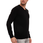 Axel V-Neck Pullover Sweatshirt // Black (3XL)