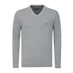 Thiago V-Neck Textured Pullover Sweatshirt // Gray Melange (XL)