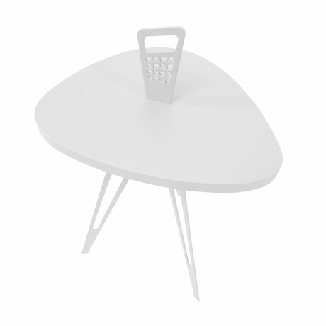 Nelson Mod Shaped Metal Side Table // Tall Triangular (Matte White)