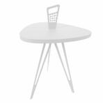 Nelson Mod Shaped Metal Side Table // Tall Triangular (Matte White)