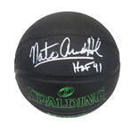 Nate 'Tiny' Archibald Signed Spalding Phantom Black With Green Lettering NBA Basketball w/HOF'91