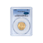 1897 $5 Liberty Head Gold Piece // PCGS + CAC Certified MS64+ // Wood Presentation Box