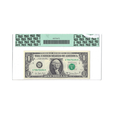 1977-A $1 Federal Reserve Note // Full Face to Back Offset Printing Error // PCGS Certified Choice Unc. 63 PPQ