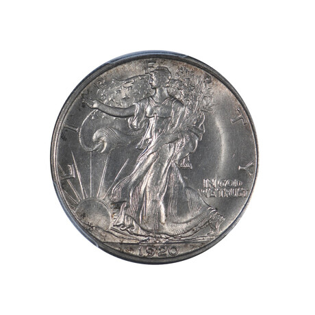1920 Walking Liberty Silver Half Dollar // PCGS Certified MS63 // Wood Presentation Box