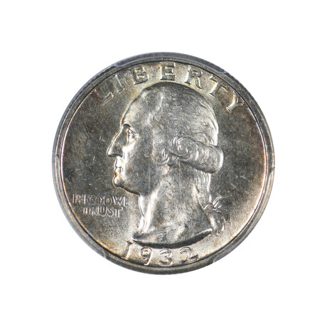 1932-S Washington Silver Quarter // PCGS Certified MS64 // Wood Presentation Box