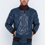 Thames Leather Jacket // Dark Blue (L)