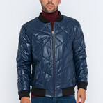 Thames Leather Jacket // Dark Blue (L)