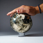 Genuine Polished Pyrite Sphere with Acrylic Display Stand