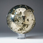 Genuine Polished Pyrite Sphere with Acrylic Display Stand