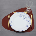 Buffalo Leather Curved Placemat & Coaster // Brown