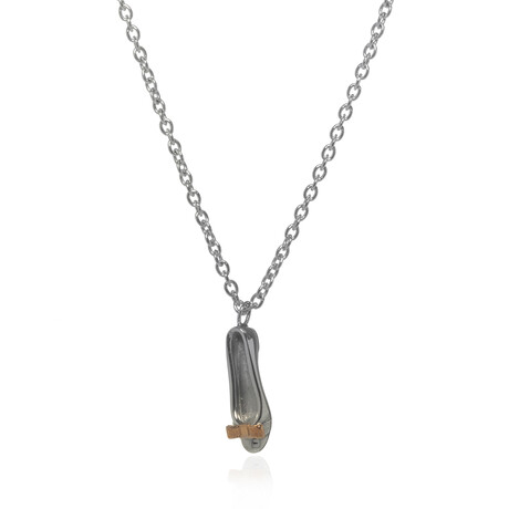 Sterling Silver + Gold Plated Ballet Slipper Pendant Necklace // 16" // Store-Display
