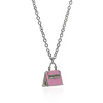 Sterling Silver + Enamel Purse Pendant Necklace // 16" // Store-Display