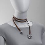 Sterling Silver + Leather Giglio Wrap Necklace // 42" // Store-Display