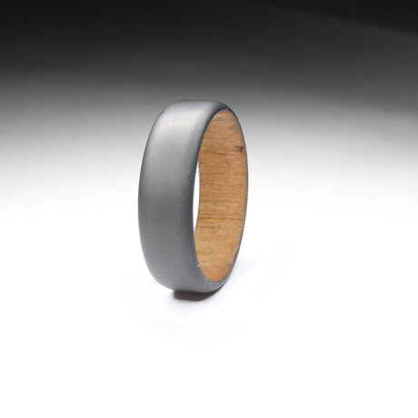 Round Top Carbon Fiber Ring // Sedona Red Wood Core (6.5)