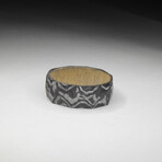 Damascus Style Carbon Fiber Ring // Natural Wood Core (7)