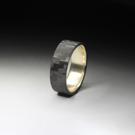Horizontal Matte Carbon Fiber Ring // Brass Core (6.5)