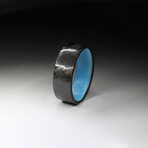 Diagonal Gloss Carbon Fiber Ring // Blue Glow Core (9.5)