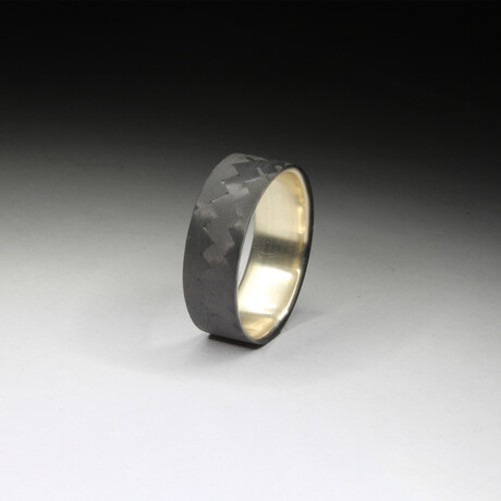 Diagonal Matte Carbon Fiber Ring // Brass Core (6.5)