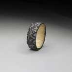 Damascus Style Carbon Fiber Ring // Natural Wood Core (7)