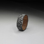 Damascus Style Carbon Fiber Ring // English Chestnut Wood Core (9.5)
