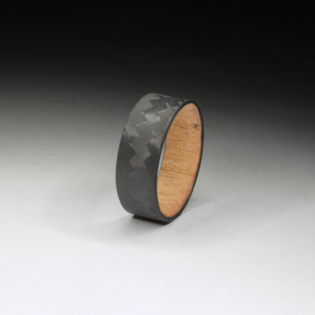 Diagonal Matte Carbon Fiber Ring // Sedona Red Wood Core (6.5)