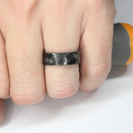 Diagonal Gloss Carbon Fiber Ring // Brass Core (10.5)