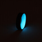 Unidirectional Pattern Carbon Fiber Ring // Blue Glow Core (9.5)