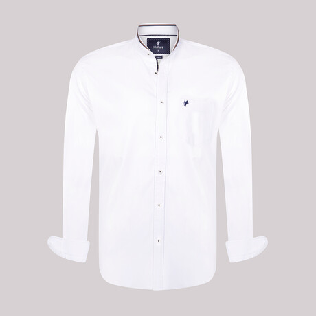 Collarless Button-Up Shirt // White (S)