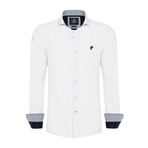 Classic Button-Up Shirt // White + Navy (2XL)