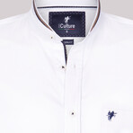 Collarless Button-Up Shirt // White (M)