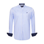 Classic Striped Button-Up Shirt // White + Light Blue (M)