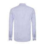 Striped Button-Up Shirt // White + Royal Blue (M)