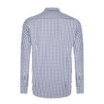 Gingham Print Button-Up Shirt // Navy + White (M)