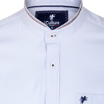 Collarless Button-Up Shirt // Light Blue (M)
