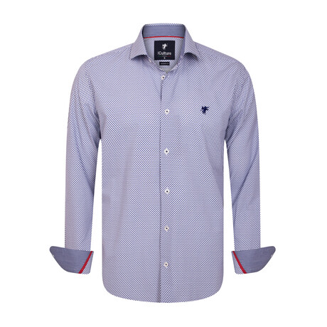 All Over Print Button-Up Shirt // Navy + White (S)