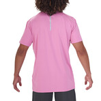 Short Sleeve Moisture-Wicking Active Henley // Pink (L)