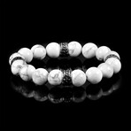 Marbled Stone Stainless Steel Accent Stretch Bracelet // 12mm (Imperial Jasper)