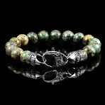 African Turquoise Stone Bracelet + Stainless Steel Lobster Clasp // 10mm