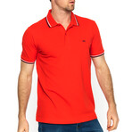 Striped Collar Short Sleeve Polo // Red (L)
