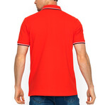 Striped Collar Short Sleeve Polo // Red (L)