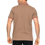 Striped Collar Short Sleeve Polo // Brown (L)