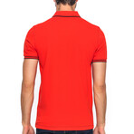 Striped Collar Short Sleeve Polo // Red + Black (S)