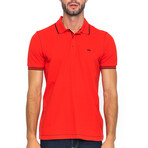 Striped Collar Short Sleeve Polo // Red + Black (S)