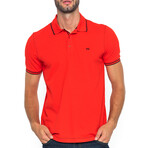 Striped Collar Short Sleeve Polo // Red + Black (S)