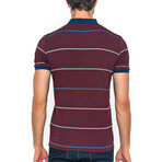 Striped Short Sleeve Polo // Bordeaux + Gray (3XL)