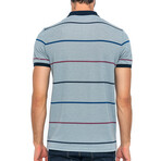 Striped Short Sleeve Polo // Gray Melange + Indigo (2XL)