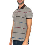 Striped Short Sleeve Polo // Brown + Bordeaux (S)