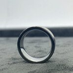 Tungsten Carbide Thin Line Brushed + Polished Ring // 8mm // Wood Inlaid (Size 8)