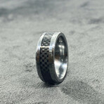 Tungsten Carbide + Carbon Fiber Inlaid Polished Ring // 8mm // Black (Size 8)