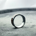 Tungsten Carbide Unique Line Inlaid Polished Ring // 8mm // Orange (Size 8)